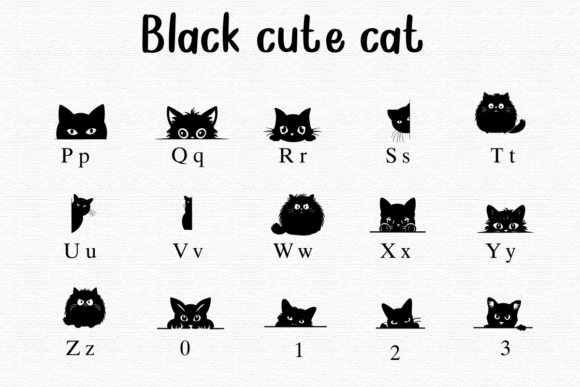 Black Cute Cat Font preview 3