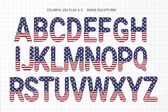 Colorful Usa Flag Font