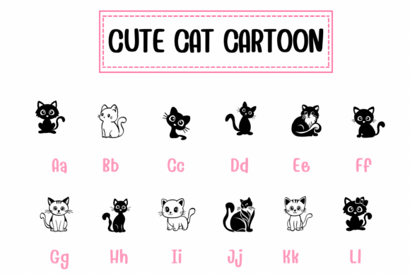 Cute Cat Cartoon Font preview 2