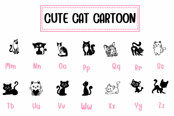 Cute Cat Cartoon Font preview 3