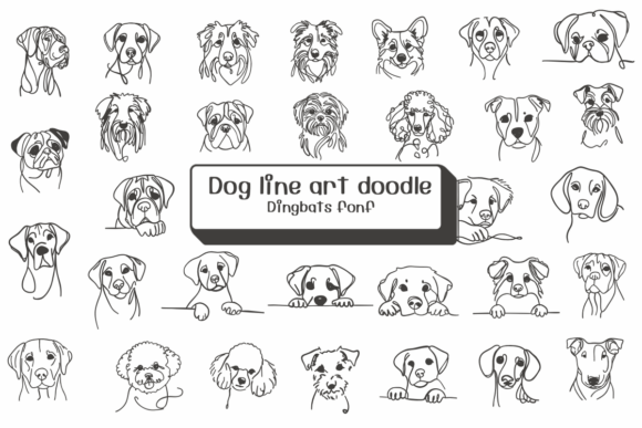 Dog Line Art Doodle Font