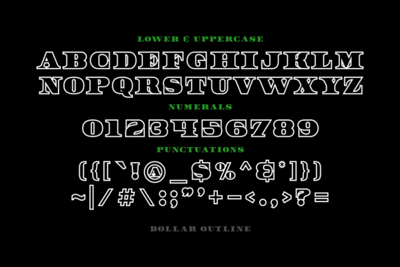 Dollar Outline Font preview 4