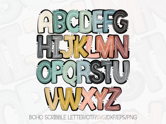 Boho Scribble Letter Font preview 2