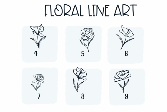 Floral Line Art Font preview 4