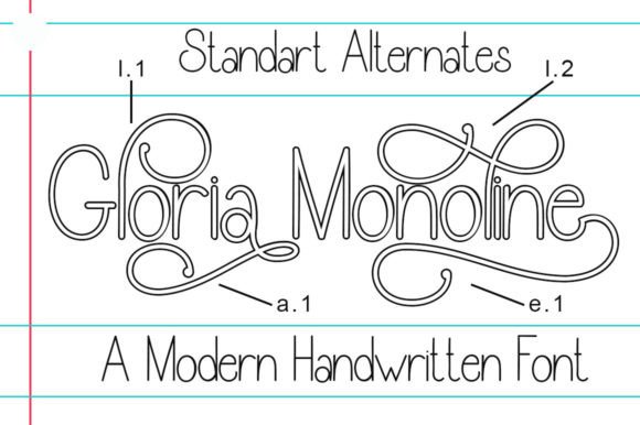 Gloria Monoline Outline Font preview 2