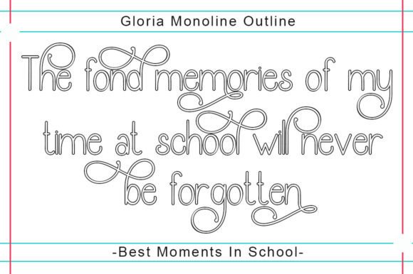 Gloria Monoline Outline Font preview 3