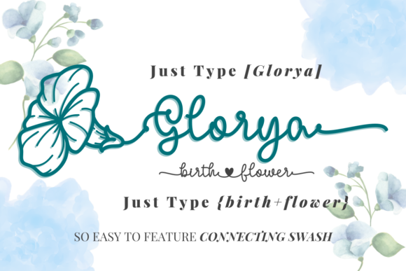 Glorya Birth Flower Font preview 4