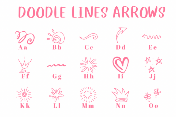 Doodle Lines Arrows Font preview 2