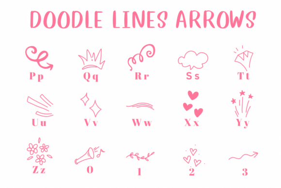 Doodle Lines Arrows Font preview 3