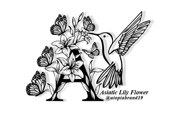 Asiatic Lily Flower Monogram Font
