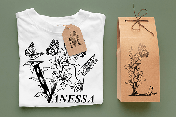 Asiatic Lily Flower Monogram Font preview 4