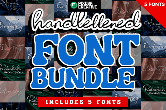 Handlettered Script Bundle Font preview 3