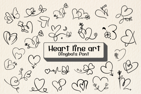 Heart Line Art Font