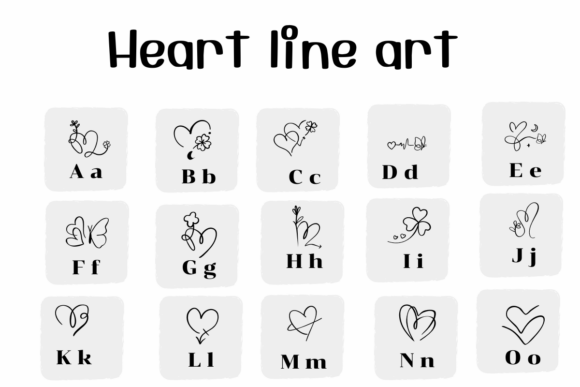 Heart Line Art Font preview 2