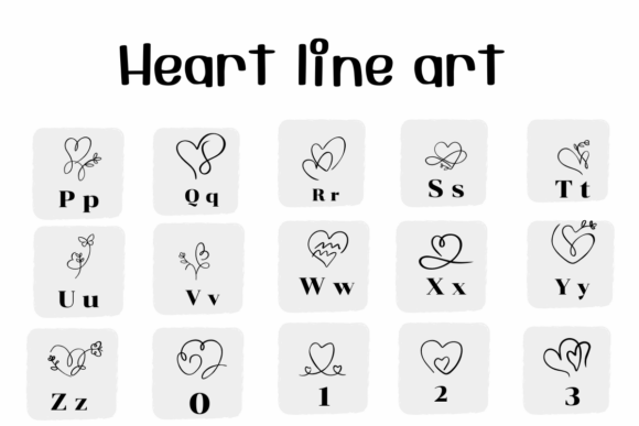 Heart Line Art Font preview 3