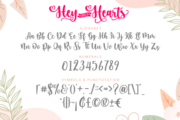 Hey Lovely Hearts Font preview 2