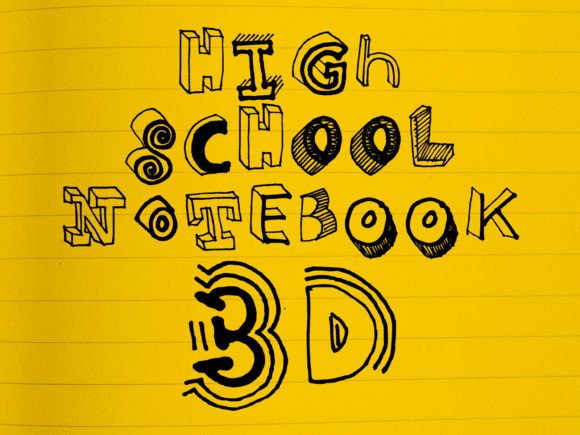 High School Notebook 3d Font preview 2