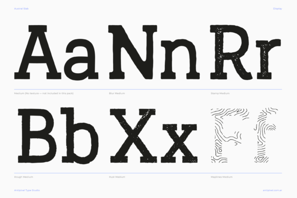 Austral Slab Textures Font preview 3