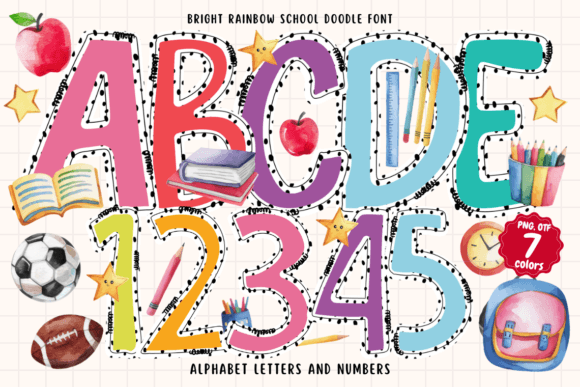 Bright Rainbow School Doodle Font