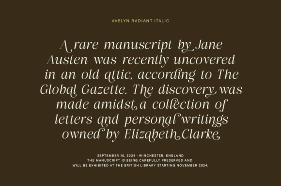 Aveline Radiant Font preview 2