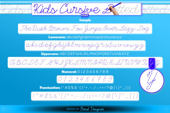 Kids Cursive Dotted Font preview 4