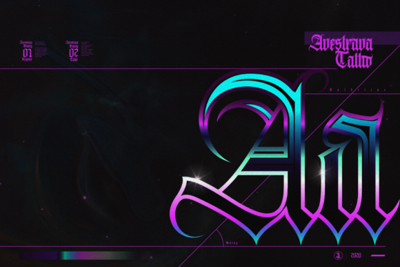 Avestrava Tattoo Font preview 3