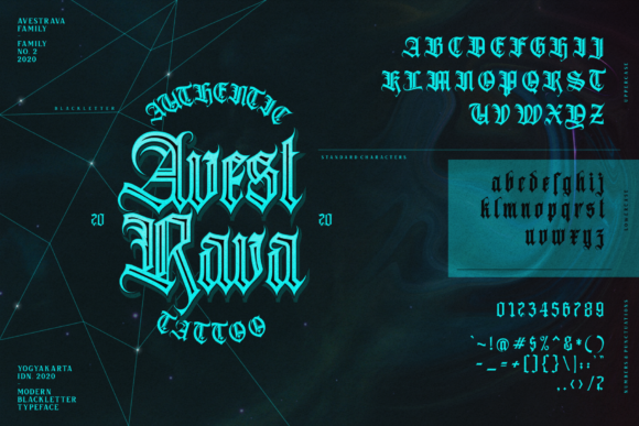 Avestrava Tattoo Font preview 4
