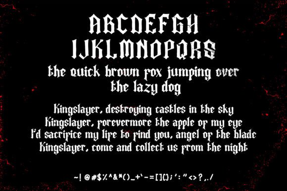 King Slayer Font preview 4
