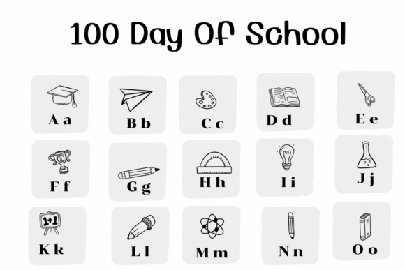 100 Day of School Font preview 2