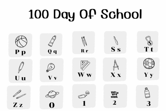 100 Day of School Font preview 3