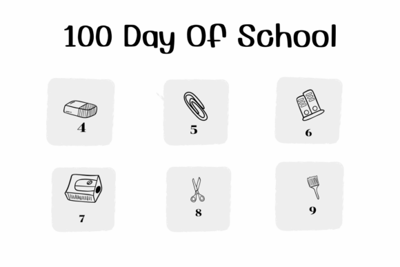 100 Day of School Font preview 4