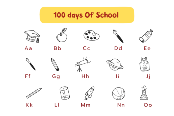 100 Days of School Font preview 2
