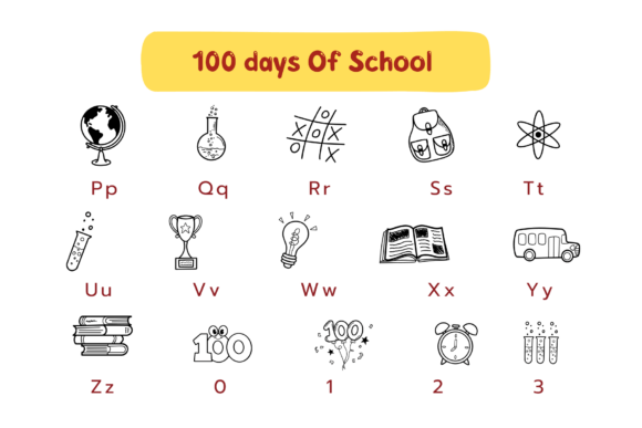 100 Days of School Font preview 3