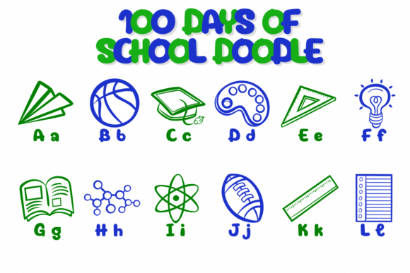 100 Days of School Doodle Font preview 2