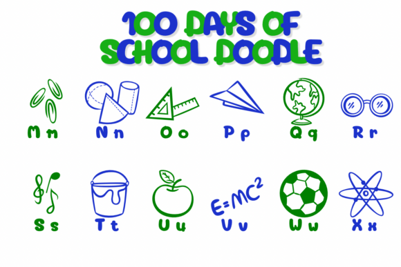100 Days of School Doodle Font preview 3