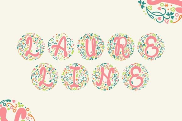 Laureline Floral Monogram Font preview 2