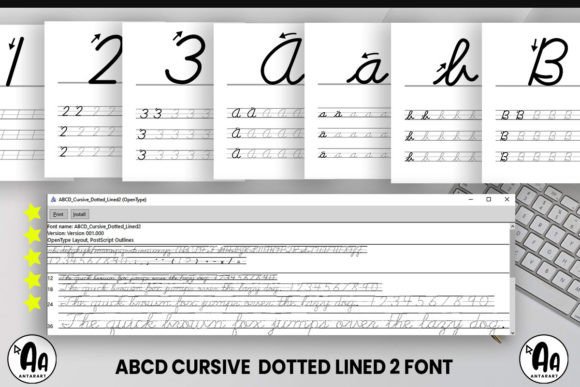 Abcd Cursive Dotted Lined2 Font preview 2