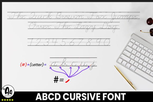 Abcd Cursive Dotted Lined2 Font preview 3