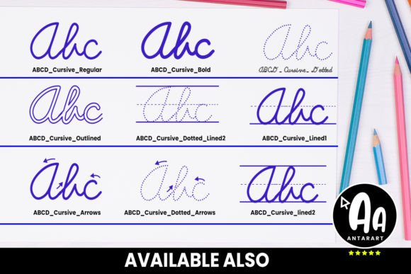 Abcd Cursive Dotted Lined2 Font preview 4