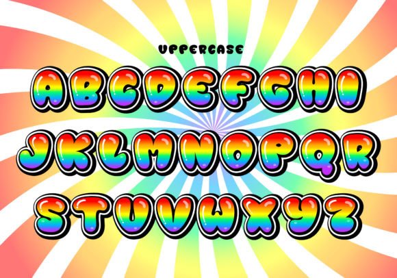 Bubble Rainbow Font preview 3
