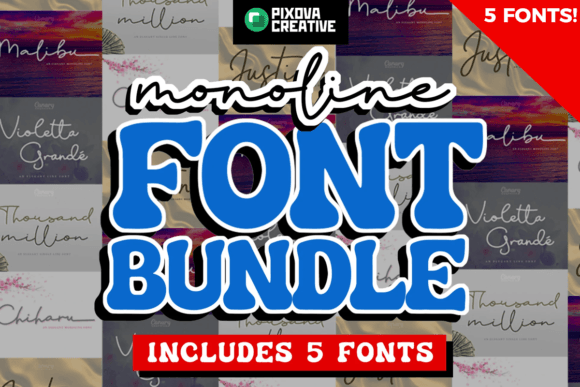 Monoline 5 Script Bundle Font preview 3