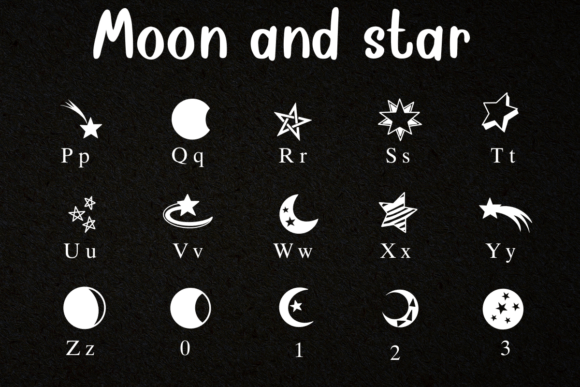Moon and Star Font preview 2