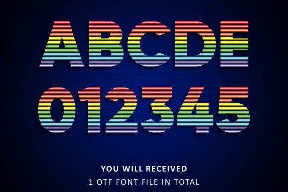 Neon Rainbow Font preview 2