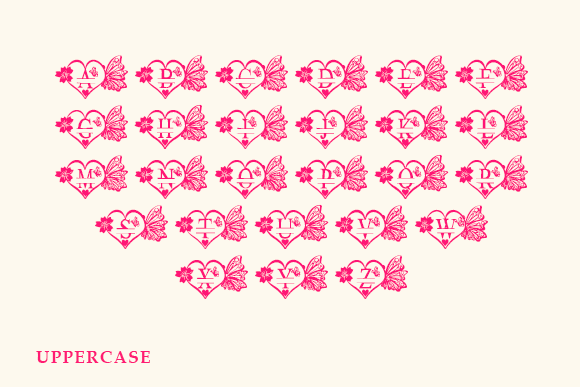 Butterflies Monogram Font preview 4