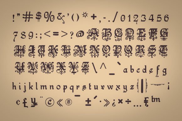 Ornate Gothic Font preview 2