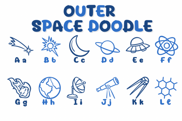 Outer Space Doodle Font preview 2