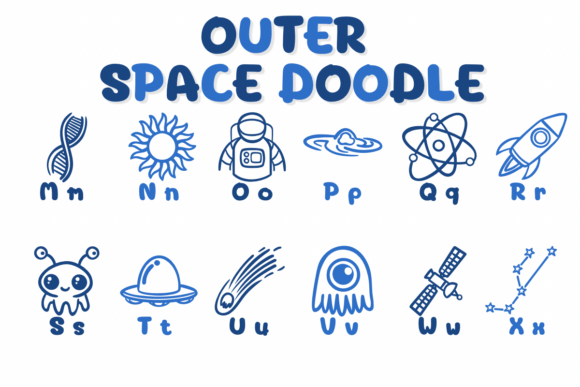 Outer Space Doodle Font preview 3