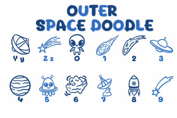 Outer Space Doodle Font preview 4