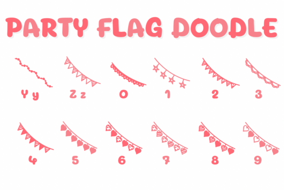 Party Flag Doodle Font preview 4
