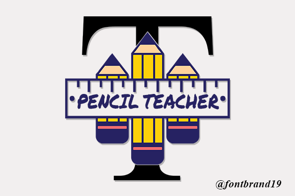 Pencil Teacher Monogram Font